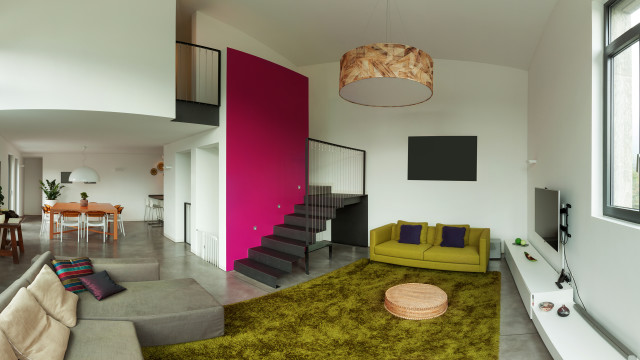 Living room couch stairs pink free wallpaper for desktop - medium preview image