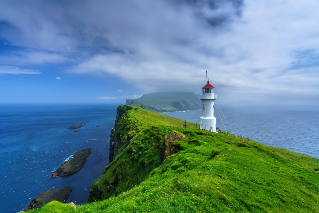 Lighthouse grassy hill ocean cliff #3 free wallpaper for desktop - medium preview image