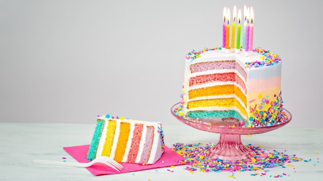 Cake slice fork sprinkles pastel free wallpaper for desktop - medium preview image
