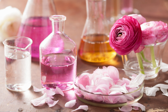 Pink flowers bottles vases still free wallpaper for desktop - medium preview image