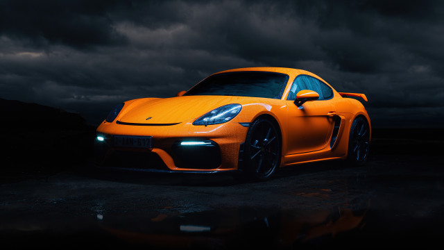 Yellow sports car dark sky free wallpaper for desktop - medium preview image