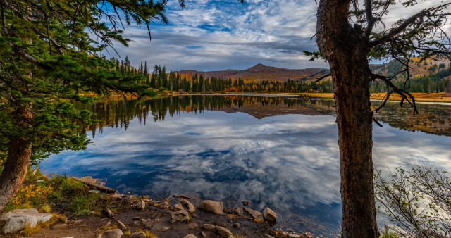 Lake mountains trees clouds nature #2 free wallpaper for desktop - medium preview image
