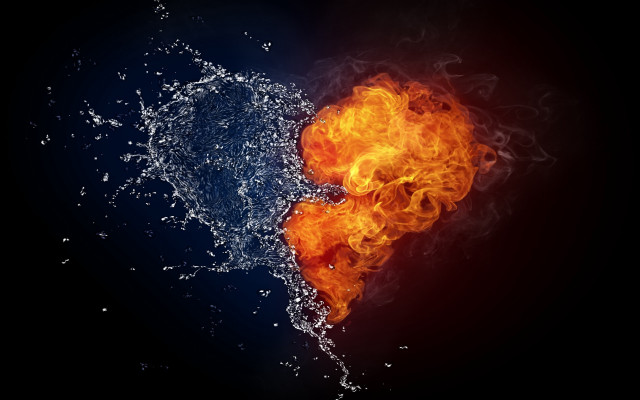 Fire water heart neo romantic free wallpaper for desktop - medium preview image