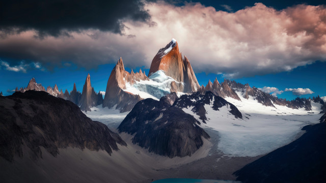 Mountain range snow peak clouds #2 free wallpaper for desktop - medium preview image