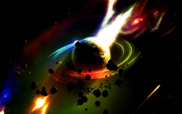 Colorful space blackhole red yellow free wallpaper for desktop - medium preview image