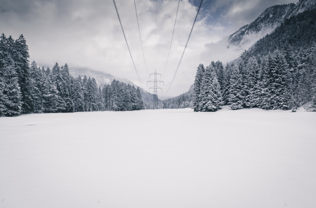 Ski lift snowy forest mountains free wallpaper for desktop - medium preview image