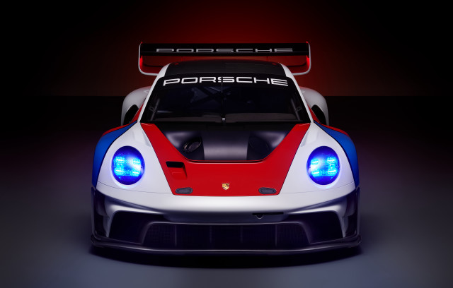Porsche red white lights dark free wallpaper for desktop - medium preview image