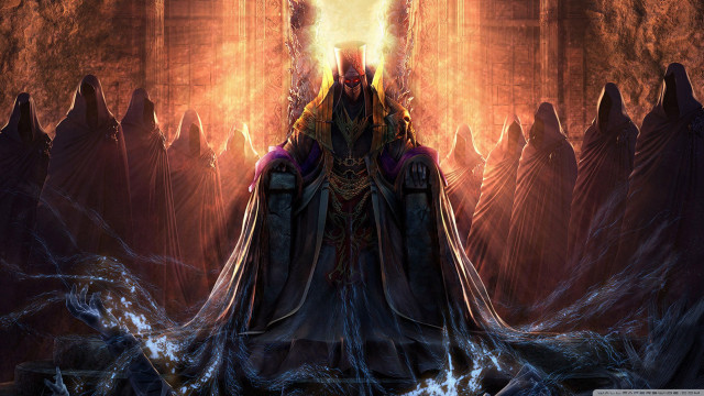 Man throne flames water painting free wallpaper for desktop - medium preview image