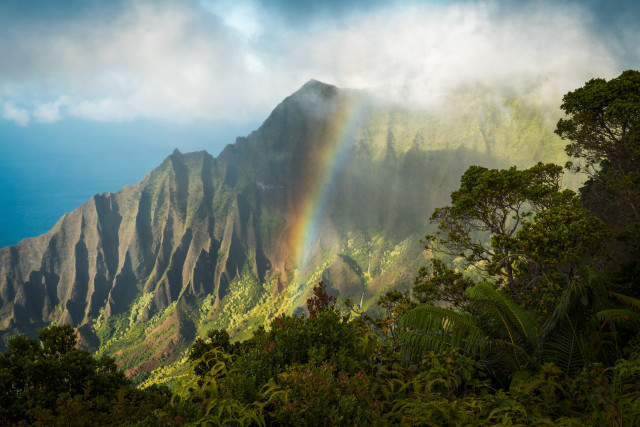 Rainbow mountain horizon nature sunset free wallpaper for desktop - medium preview image