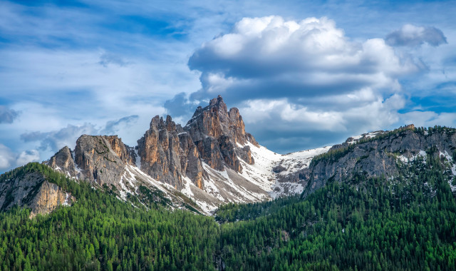 Mountain range snow trees blue #2 free wallpaper for desktop - medium preview image