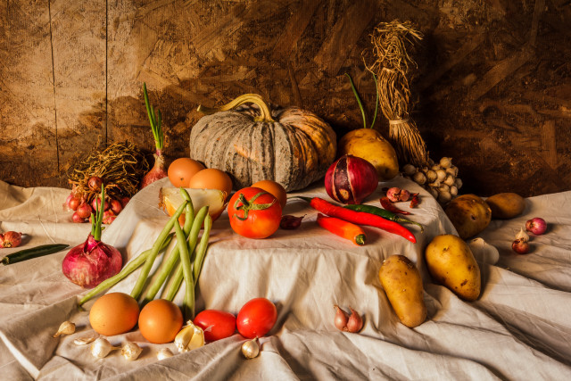 Vegetables fruits stilllife arcimboldo food free wallpaper for desktop - medium preview image