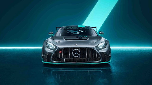 Mercedes sportscar blue green light free wallpaper for desktop - medium preview image