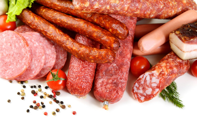 Sausages meats tomatoes lettuce food free wallpaper for desktop - medium preview image