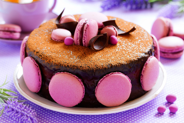Pink purple cake flowers teapot free wallpaper for desktop - medium preview image