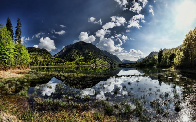 Lake mountains trees cloudy sky #25 free wallpaper for desktop - medium preview image