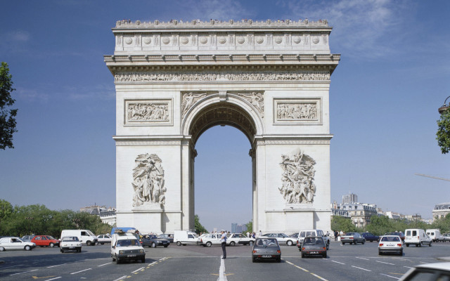 Large white arch cars clouds free wallpaper for desktop - medium preview image