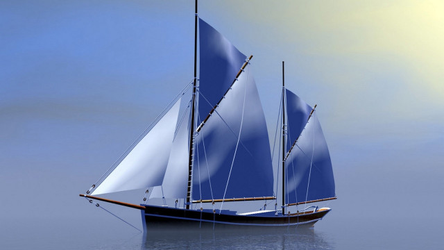 Sailboat blue sails water sun free wallpaper for desktop - medium preview image