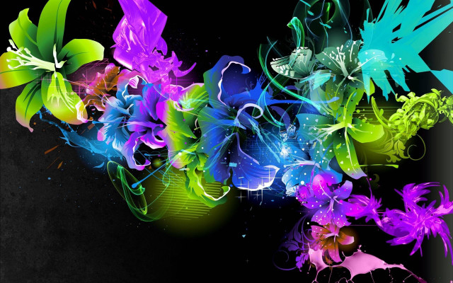 Colorful flower arrangement black background free wallpaper for desktop - medium preview image