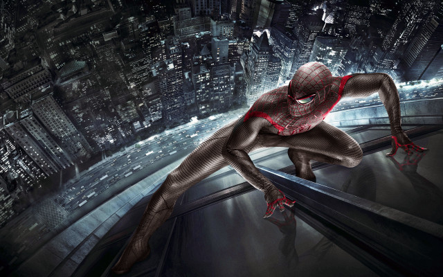 Spiderman cityscape night ruins architecture free wallpaper for desktop - medium preview image