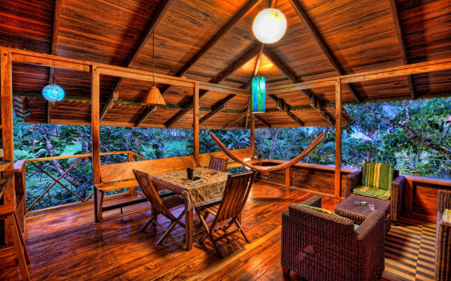 Wooden deck hammock table chairs free wallpaper for desktop - medium preview image