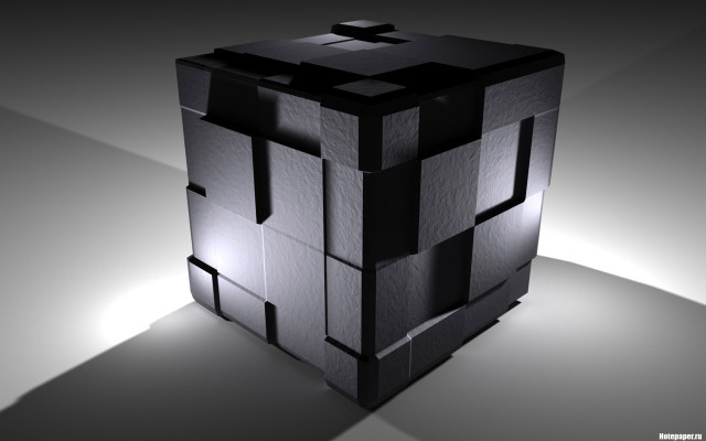 Black cube raytraced abstract ambient free wallpaper for desktop - medium preview image