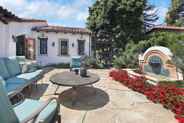 Patio fireplace flower cityscape blue free wallpaper for desktop - medium preview image