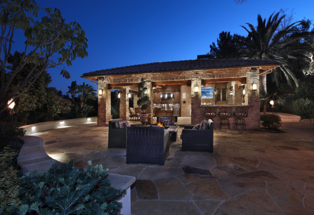 Patio night lights autumn bench free wallpaper for desktop - medium preview image