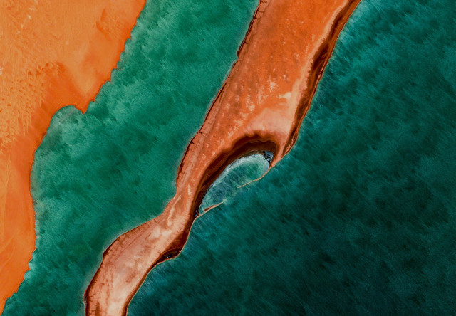 Aerial view water red green free wallpaper for desktop - medium preview image