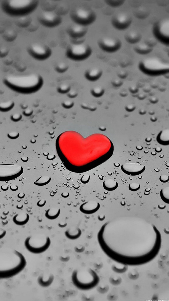 Red heart wet surface water free wallpaper for mobile - medium preview image