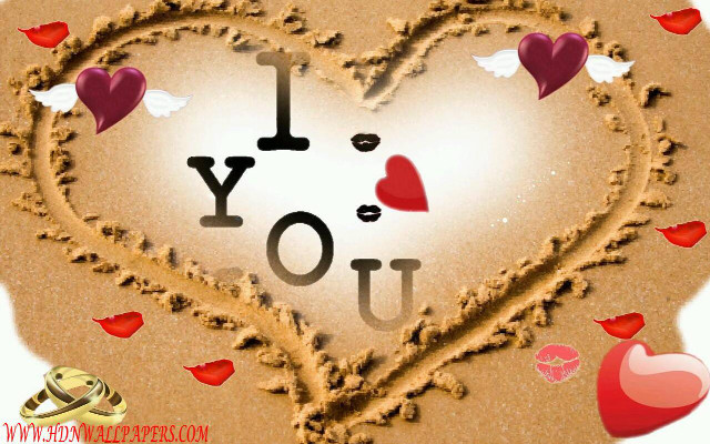 Heart sand i love you free wallpaper for desktop - medium preview image