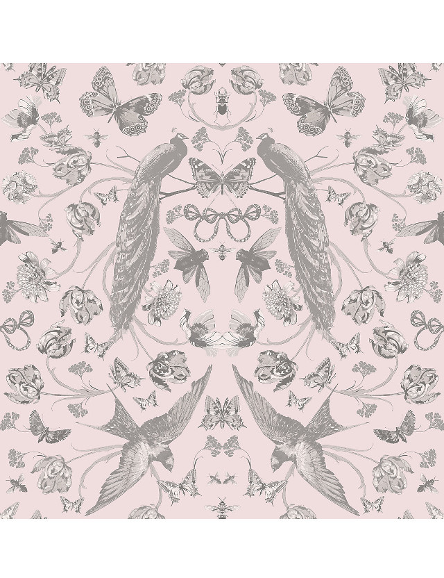 Pink grey wallpaper birds flowers free wallpaper for mobile - medium preview image