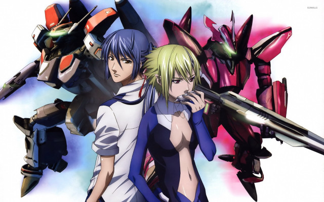 Anime characters giant robot small free wallpaper for desktop - medium preview image