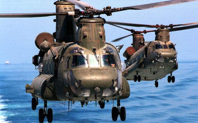 Military helicopters flying ocean sunny free wallpaper for desktop - medium preview image