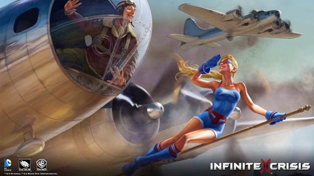 Woman flying plane baseball bat free wallpaper for desktop - medium preview image