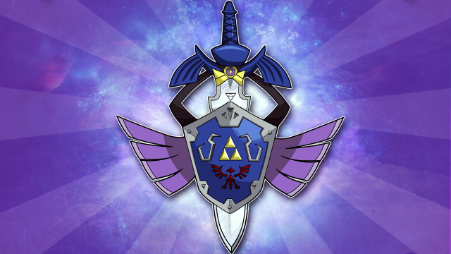 Blue purple shield sword starburst free wallpaper for desktop - medium preview image