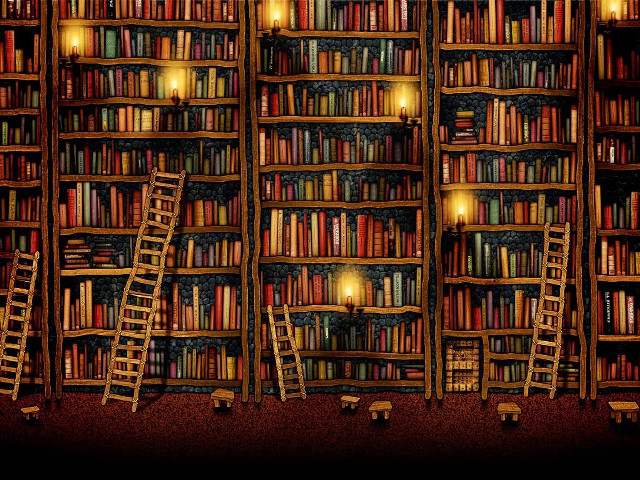 Books ladder candles lights cozy free wallpaper for desktop - medium preview image