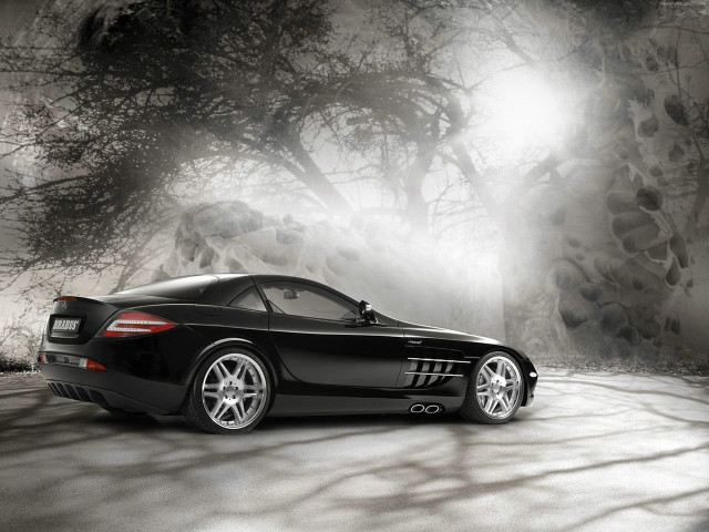 Black sports car driveway tree free wallpaper for desktop - medium preview image