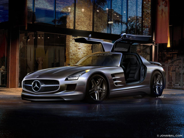 Silver mercedes sls amg night #2 free wallpaper for desktop - medium preview image