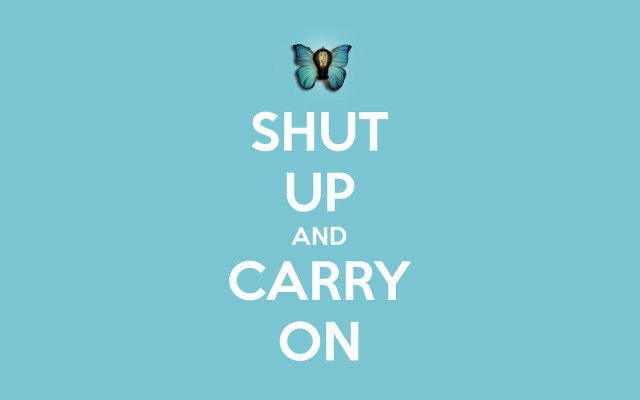 Blue background butterfly shut up free wallpaper for desktop - medium preview image