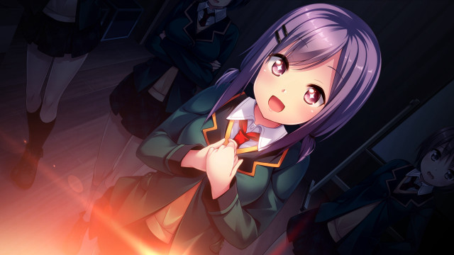 Purple hair girl red bow free wallpaper for desktop - medium preview image