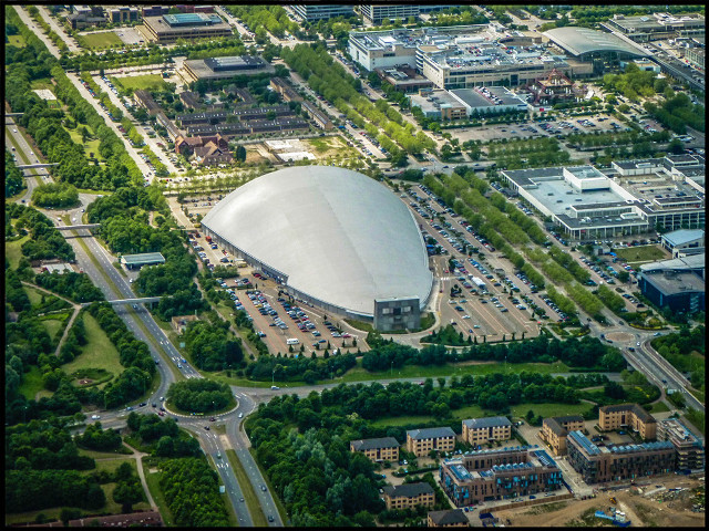 Aerial view stadium city trees free wallpaper for desktop - medium preview image