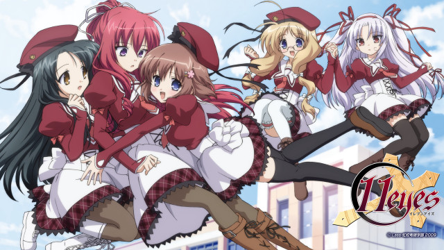 Anime girls red white outfits #2 free wallpaper for desktop - medium preview image