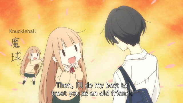 Anime couple characters standing caption free wallpaper for desktop - medium preview image