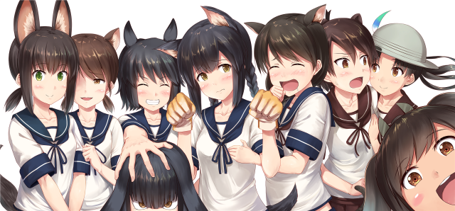 Anime girls bunny ears hotdog free wallpaper for desktop - medium preview image