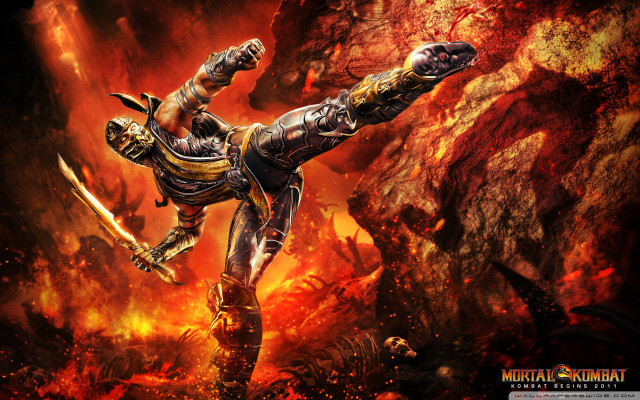Man suit kick fire sword free wallpaper for desktop - medium preview image