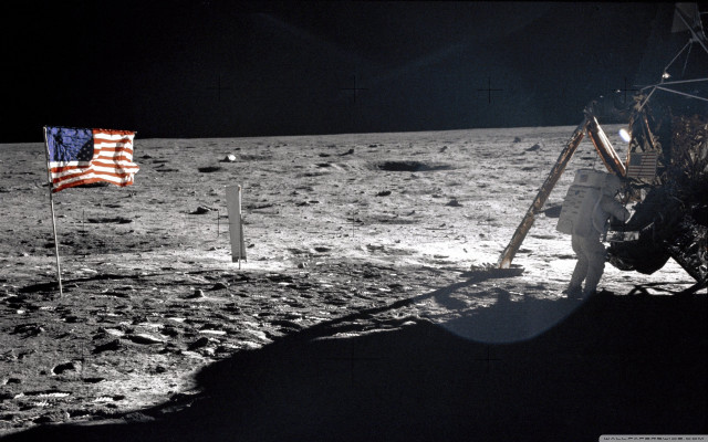 Flag moon man background ground free wallpaper for desktop - medium preview image