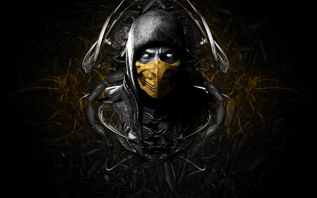 Man yellow mask black background free wallpaper for desktop - medium preview image