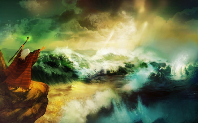 Woman sitting rock staff green free wallpaper for desktop - medium preview image