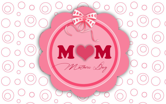 Pink badge bow mom heart free wallpaper for desktop - medium preview image