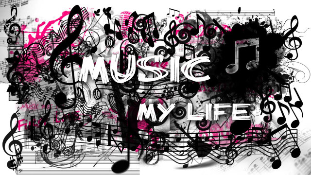 Music themed background musical notes free wallpaper for desktop - medium preview image